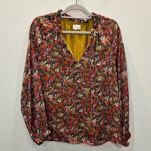 Melloday Retro Floral Peasant Blouse Women’s Sz Large Blouson Boho Cottagecore